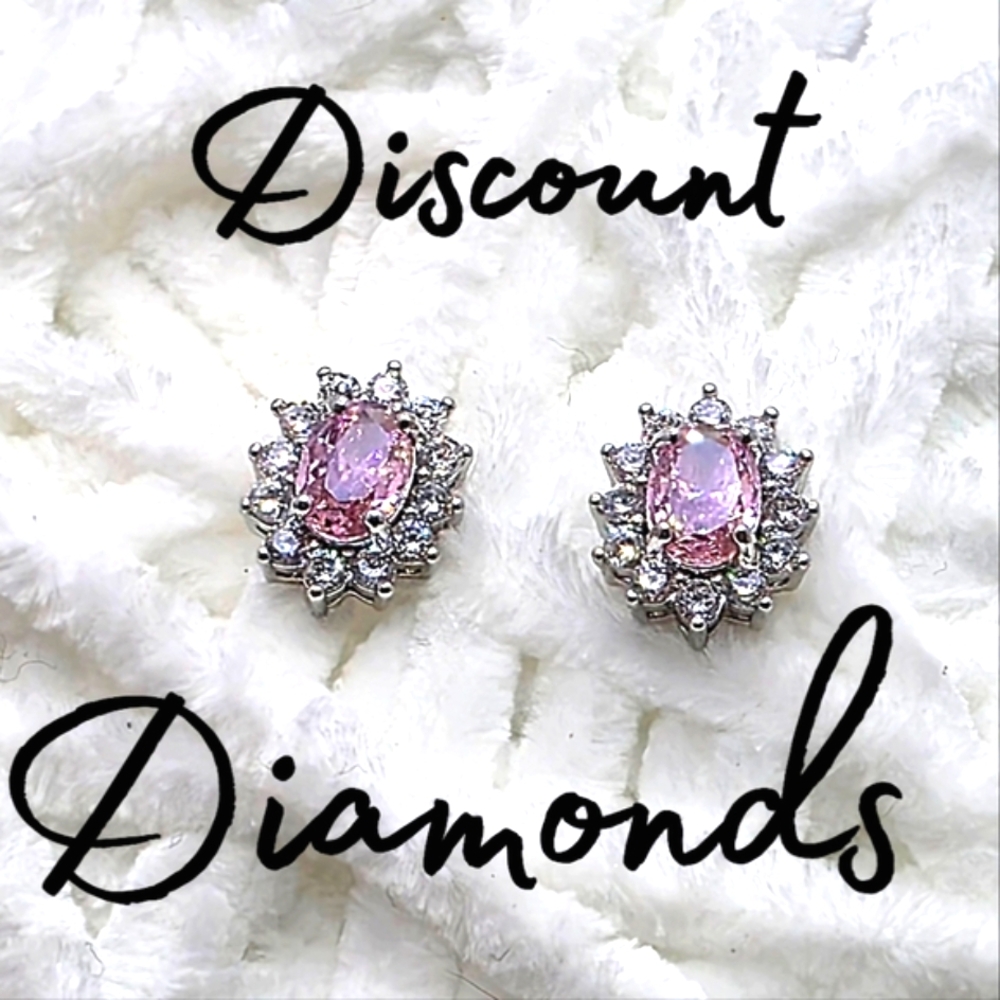 Pink Topaz surrounded by White Topaz on 925 Silver
